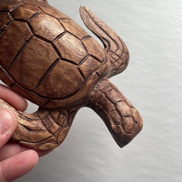 Decorative Wood Turtle Home Accent Brown Eclectic Animal Boho - Picture 8 of 10